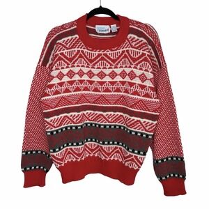 VTG Snowdrift Fair Isle Ski Sweater Large Fisherman Crewneck Nordic Old Money‎